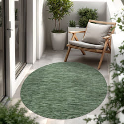 Paco Home - Tapis Intérieur Et Extérieur Balcon Terrasse Tapis Cuisine Monochrome Moucheté Vert, 80 cm rond