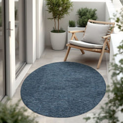 Paco Home - Tapis Intérieur Et Extérieur Balcon Terrasse Tapis Cuisine Monochrome Moucheté Bleu, 80 cm rond