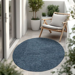 Paco Home - Tapis Intérieur Et Extérieur Balcon Terrasse Tapis Cuisine Monochrome Moucheté Bleu, 120 cm rond