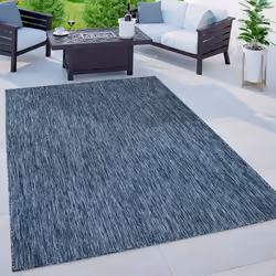 Paco Home Tapis Extérieur Balcon Terrasse Tapis Cuisine Uni Motif Moucheté Bleu 150 cm carré