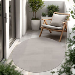 Paco Home - Tapis Intérieur Et Extérieur Balcon Terrasse Tapis Cuisine Monochrome Moucheté 160 cm rond, Ivoire