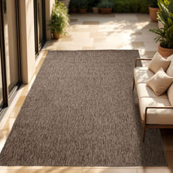 Paco Home - Tapis Intérieur Et Extérieur Balcon Terrasse Tapis Cuisine Monochrome Moucheté 200x280 cm, Taupe