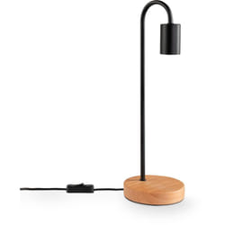 Paco Home - Lampe à Poser Chevet E14 Lampadaire Minimaliste Scandinave E27 Pied Bois Lampe de table, Noir