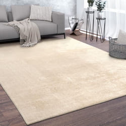 Paco Home Tapis Tapis À Poils Ras Doux Pour Salon Très Moelleux Lavable Beige 240x340 cm
