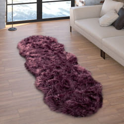 Paco Home - Tapis Fausse Fourrure Coussin Cœur Rond Différentes Formes, Violet 55x160 cm forme de fourrure