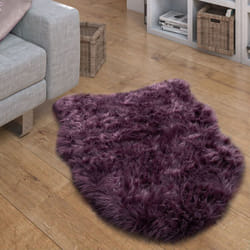 Paco Home - Tapis Fausse Fourrure Coussin Cœur Rond Différentes Formes, Violet 55x80 cm forme de fourrure