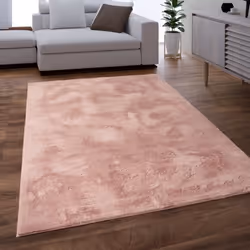 Paco Home Tapis Poils Longs Shaggy Pour Salon Moelleux Doux Lavable Rose Uni 200 cm rond