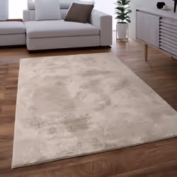 Paco Home Tapis Poils Longs Shaggy Pour Salon Moelleux Doux Lavable Beige Sable 160 cm rond