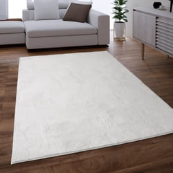 Paco Home Tapis Poils Longs Shaggy Pour Salon Moelleux Doux Lavable Blanc Uni 200 cm rond