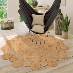 Paco Home - Tapis Rond Salon Jute Motif Ethnique Boho Moderne Fait Main Tapis Naturel 120 cm rond, Naturelle 2