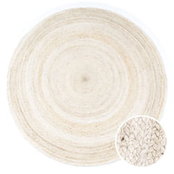 Paco Home - Tapis Rond Salon Jute Motif Ethnique Boho Moderne Fait Main Tapis Naturel Blanc, 160 cm rond