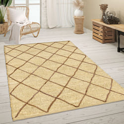 Paco Home - Tapis De Salon Jute Fibres Naturelles Artisanal Motif 3D Scandinave Moderne 80x150 cm, Crème