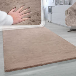 Paco Home - Tapis Poils Longs Salon Fausse Fourrure Imitation Fourrure De Lapin Très Douce Beige 80 cm rond