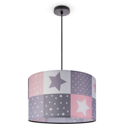 Paco Home - Plafonnier Suspension Chambre Enfant Abat-Jour Tissu Rond Coloré Bébé E27 Lampe à suspension - Noir, Rose (Ø45.5 cm)