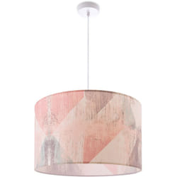 Paco Home - Plafonnier Abat-Jour Tissu Suspension E27 Chambre Rond Lampe à suspension - Blanc, Design 5 (Ø45,5 cm)