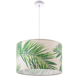 Paco Home - Plafonnier Suspension Salon Chambre à Coucher Motif Palmiers Vert Beige E27 Vert (Ø38cm), Lampe à suspension - Blanc