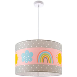 Paco Home - Plafonnier Suspension Chambre Enfant Abat-Jour Tissu Rond Coloré Bébé E27 Lampe à suspension - Blanc, Multicolore 1 (Ø455cm)