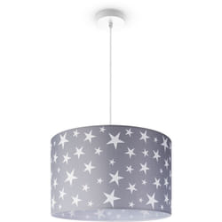Paco Home - Plafonnier Chambre Enfant Suspension Bébé Abat-Jour Tissu Rond Étoiles Lampe à suspension - Blanc, Design 6 (Ø45,5 cm)