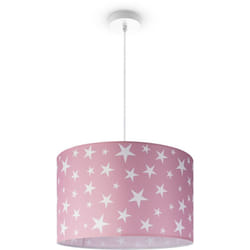 Paco Home - Plafonnier Chambre Enfant Suspension Bébé Abat-Jour Tissu Rond Étoiles Lampe à suspension - Blanc, Design 7 (Ø45,5 cm)