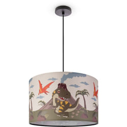 Paco Home - Suspension Chambre Enfant Plafonnier Abat-Jour Tissu Rond Jungle Lampe à suspension - Noir, Design 3 (Ø45,5 cm)