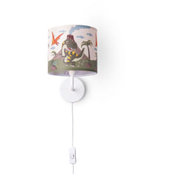 Paco Home - Lampe Poser Chambre Enfant Chevet Abat-Jour Tissu Applique Ronde Animaux Lampe murale - Blanc, Design 3 (Ø18 cm)