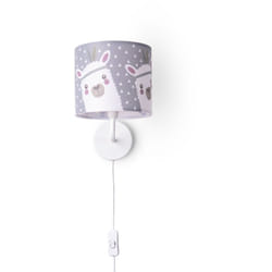 Paco Home - Lampe Table Chambre D'Enfant Applique Rue Pompiers Abat-jour Tissu Rond Lampe murale - Blanc, Design 8 (Ø18 cm)