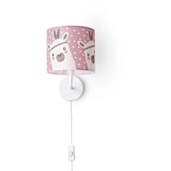 Paco Home - Lampe Table Chambre D'Enfant Applique Rue Pompiers Abat-jour Tissu Rond Lampe murale - Blanc, Design 9 (Ø18 cm)