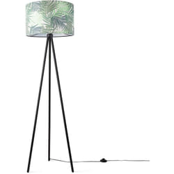 Paco Home - Lampadaire Salon Chambre à Coucher E27 Nature Motif Floral Palmiers Vert (Ø455cm), Lampadaire - Noir