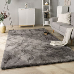 Paco Home Tapis Poils Longs Tapis De Salon Shaggy Imitation Fourrure Lapin Moelleux 60x100 cm, Anthracite