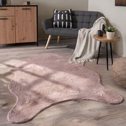 Paco Home Tapis De Salon Tapis Poils Ras Monochrome Moderne Fausse Fourrure Doux Rose, 80x120 cm forme de fourrure