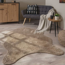 Paco Home Tapis De Salon Tapis Poils Ras Monochrome Moderne Fausse Fourrure Doux Beige, 80x120 cm forme de fourrure