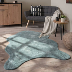 Paco Home - Tapis De Salon Tapis Poils Ras Monochrome Moderne Fausse Fourrure Doux Turquoise, 80x120 cm forme de fourrure