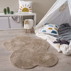 Paco Home - Tapis De Salon Tapis Poils Ras Monochrome Moderne Fausse Fourrure Doux Beige, 80x120 cm nuage