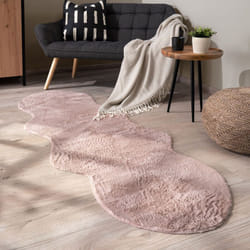 Paco Home Tapis De Salon Tapis Poils Ras Monochrome Moderne Fausse Fourrure Doux Rose, 70x200 cm forme de fourrure
