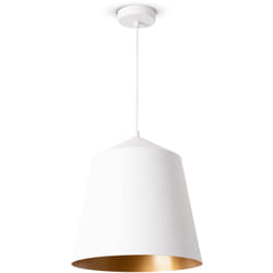 Paco Home - Suspension Salon Lampe Suspendue Table Cuisine Abat-Jour Design Industriel Lampe à suspension - Blanc, Or (Ø32.5 cm)