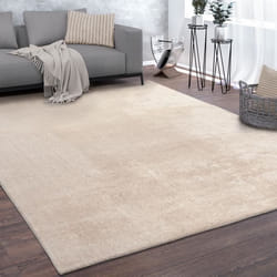 Paco Home Tapis De Salon Poils Ras Lavable Monochrome Style Moderne Beige Crème 160x220 cm
