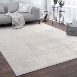 Paco Home Tapis De Salon Poils Ras Lavable Monochrome Style Moderne Argent 160 cm rond
