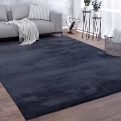 Paco Home Tapis De Salon Poils Ras Lavable Monochrome Style Moderne Marin Bleu 200 cm rond