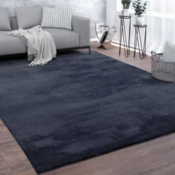 Paco Home Tapis De Salon Poils Ras Lavable Monochrome Style Moderne Marin Bleu 200 cm rond