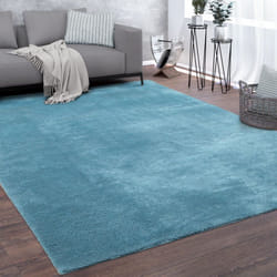 Paco Home - Tapis De Salon Poils Ras Lavable Monochrome Style Moderne Turquoise 80x150 cm