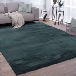 Paco Home Tapis De Salon Poils Ras Lavable Monochrome Style Moderne Vert 120 cm rond
