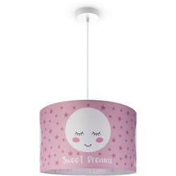 Paco Home - Plafonnier Chambre Enfant Suspension Bébé Abat-Jour Tissu Rond Étoiles Lampe à suspension - Blanc, Design 2 (Ø45,5 cm)