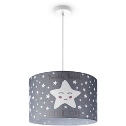 Paco Home - Plafonnier Chambre Enfant Suspension Bébé Abat-Jour Tissu Rond Étoiles Lampe à suspension - Blanc, Design 3 (Ø45,5 cm)