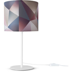 Paco Home - Applique Abat-Jour Tissu Lampe à Poser Lampe De Chevet E14 Vintage Rétro Ronde Lampe de table - Blanc, Design 4 (Ø18 cm)