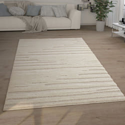 Paco Home - Tapis Poils Longs Tapis Salon Shaggy Aspect 3D Ethnique Boho Look Vintage Doux 200x280 cm, Crème 2