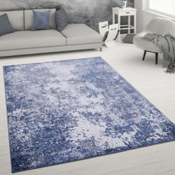 Paco Home - Tapis De Salon Tapis De Salon Poils Ras Tapis Vintage Effet Usé Moderne Abstrait Bleu, 120x160 cm