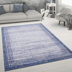 Paco Home - Tapis De Salon Poils Ras Effet Usé Abstrait Tapis Vintage Style Moderne Bleu, 120x160 cm