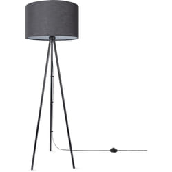 Paco Home - Lampadaire Salon Chambre Tripode Abat-jour Tissu Lampadaire E27 Uni Noir (Ø45.5 cm), Lampadaire - Type 2 - Noir