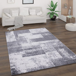 Paco Home - Tapis Salon Poils Ras Tapis Vintage Abstrait Moderne Motif Diamant Géométrique 120x160 cm, Gris 2