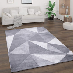Paco Home - Tapis Salon Poils Ras Tapis Vintage Abstrait Moderne Motif Diamant Géométrique Gris, 240x340 cm